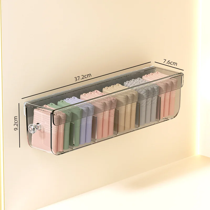 Pull Out Underwear Storage Rack for Socks Wall Mounted Plastic Organizer with Dividers for Bra Cabinet Closet Storage Box