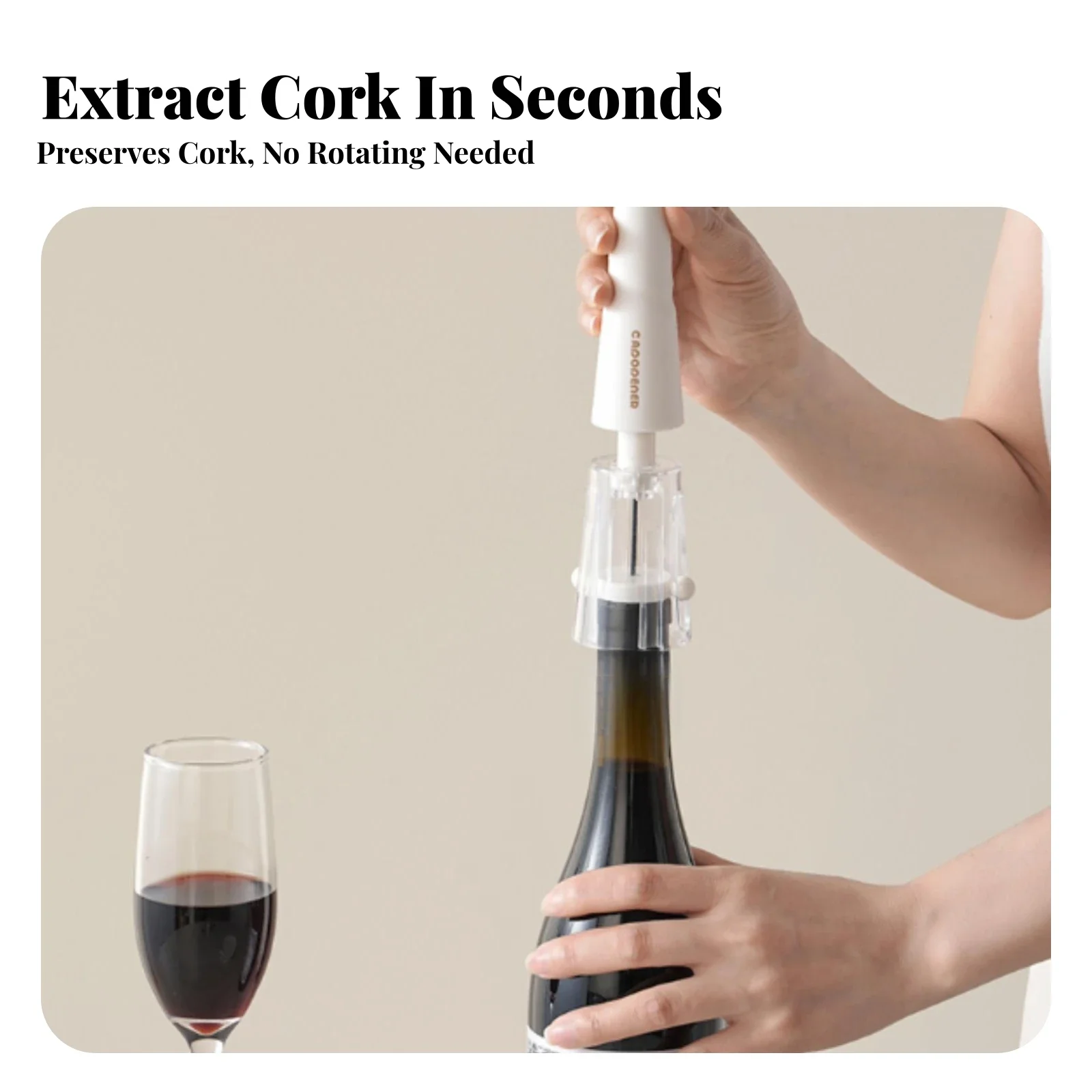 Air Pressure Wine Opener Low-Effort Wine Bottle Opener with Looped Handle for Hosts, Kitchen, Home Dining