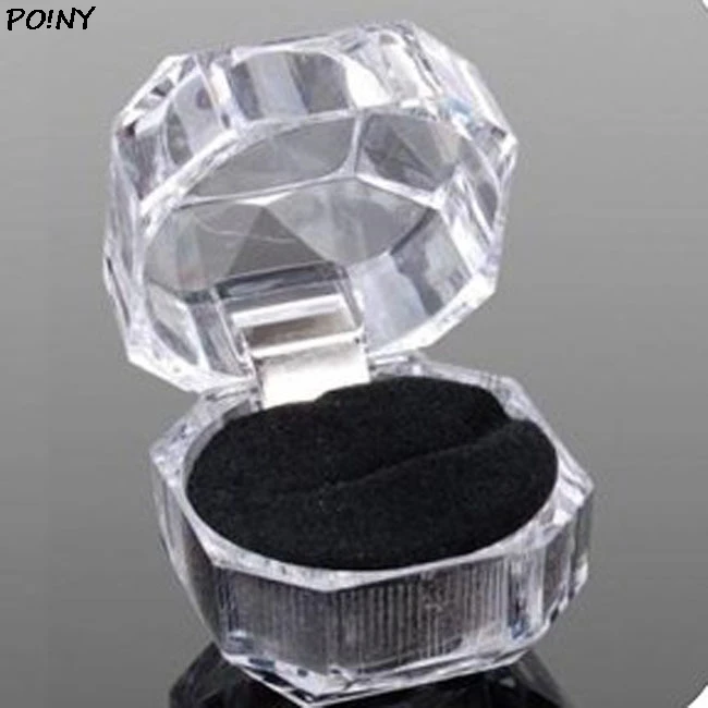 1Pcs Fashion Transparent Acrylic Storage Box Gift Pakcage Display Case For Ring Box Jewelry