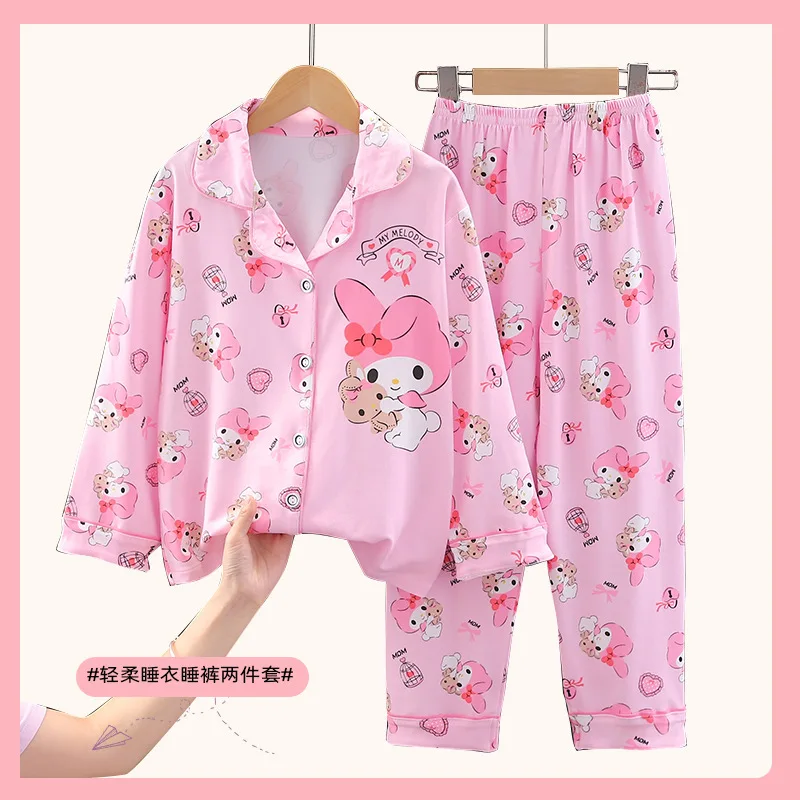 

Кардиган Sanrios Cinnamoroll Kuromi Hello Kitty в стиле аниме, детские пижамы, домашний костюм с длинным рукавом и мультяшным принтом на осень и зиму