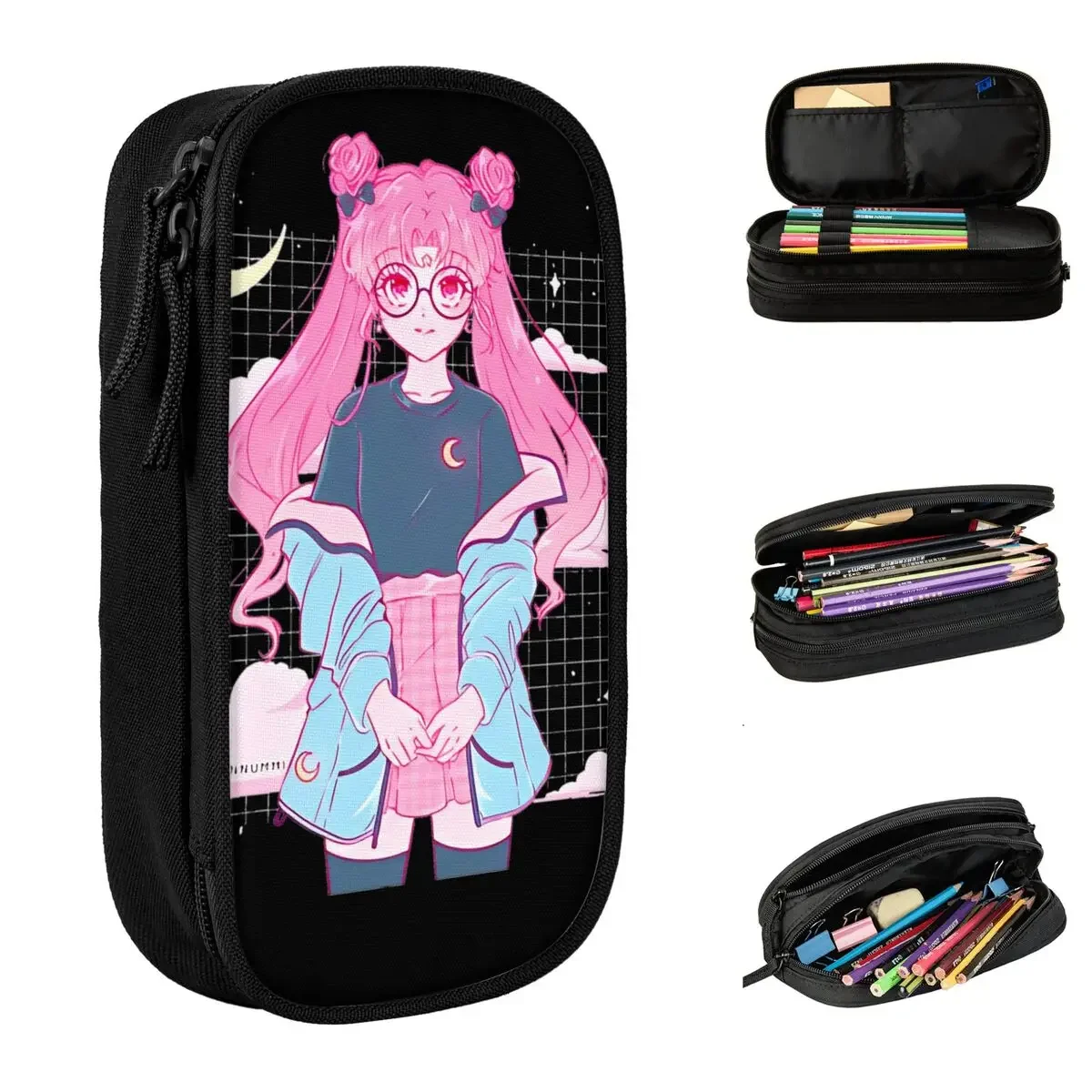 Creative Sailormoons Aesthetic Pencil Case Pencilcases Pen Box for Girls Boys Big Capacity Bags Students School Gifts Stationery