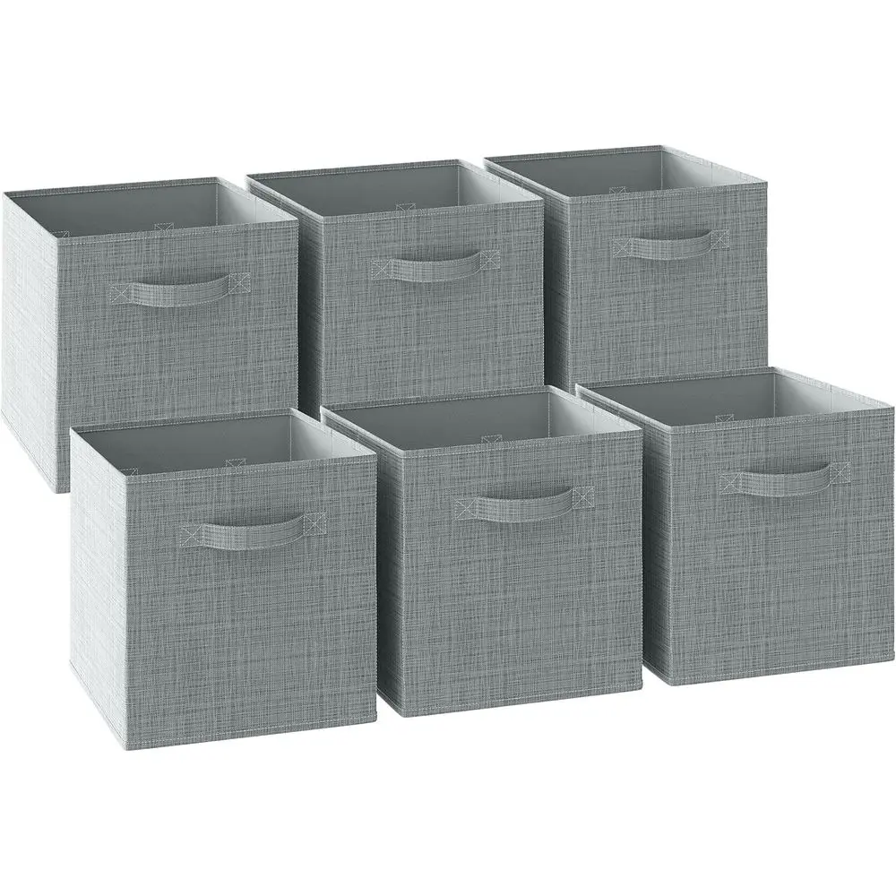 

Набор из 6 прочных кубиков для хранения из серой ткани — 13 контейнеров-органайзеров для одежды, полок и кубиков