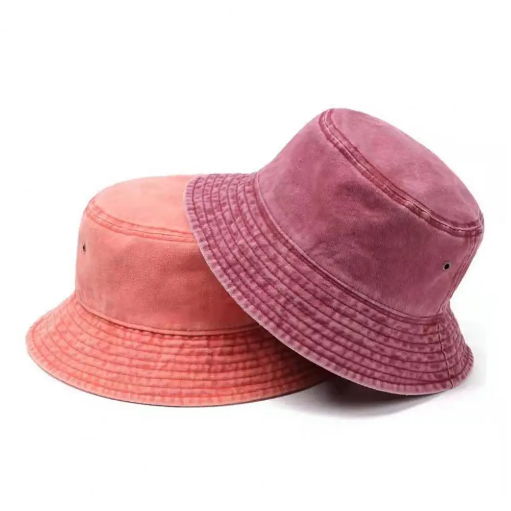 Sun Protection Wide Brim Hat Commuting Fisherman Hat Vintage Washed Denim Bucket Hat for Men Women Breathable Short for Travel