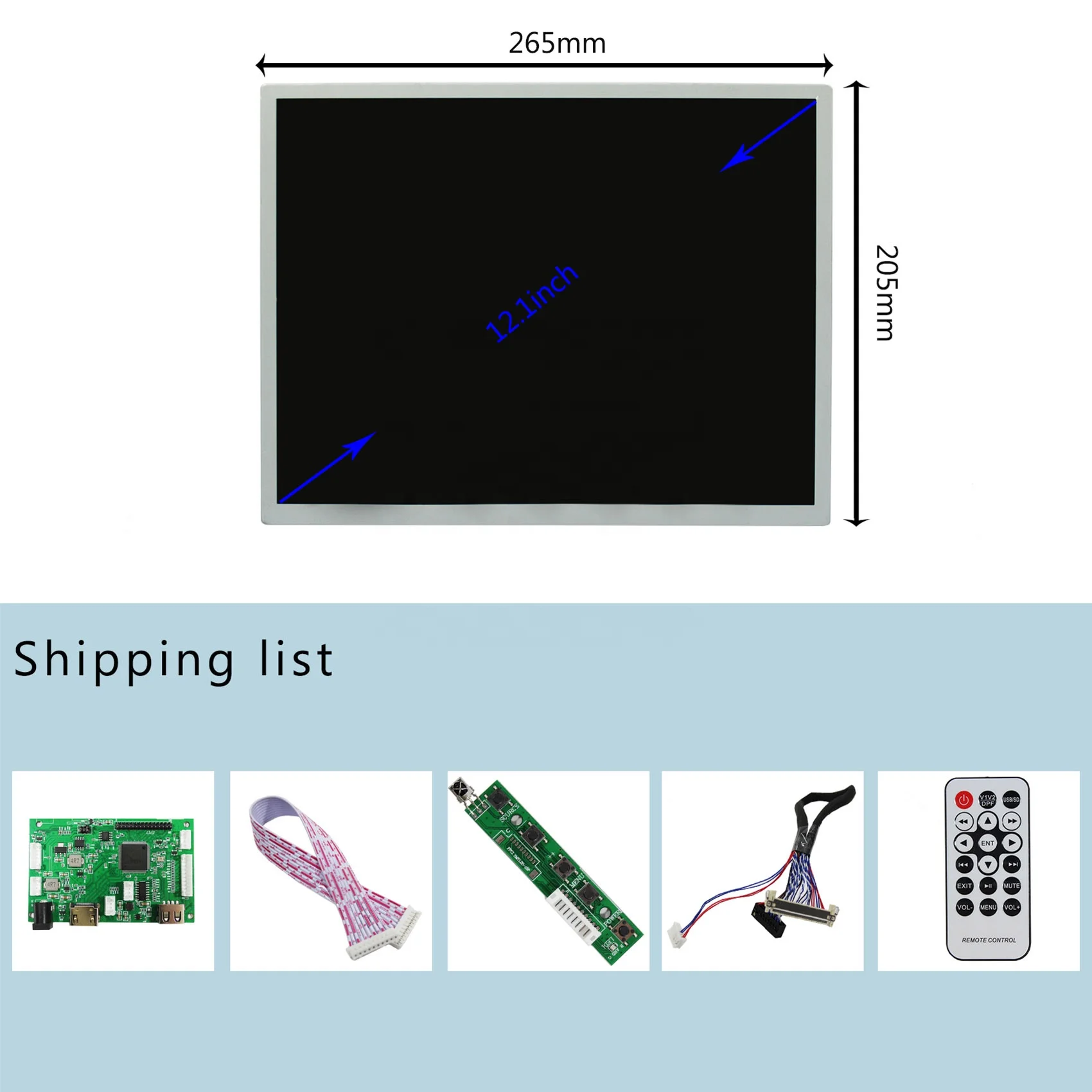 New 12.1 inch LQ121S1L75 800X600 Backlight WLED LCD Screen with HD-MI USB Automatic Brightness Adjustment LCD Controller Board