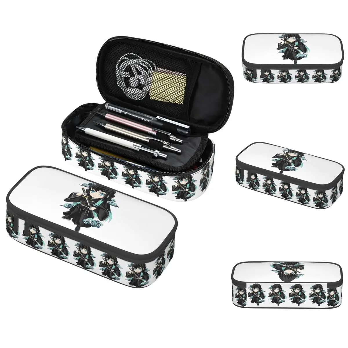 Chibi névoa pilar muichiro tokito lápis caso para studen escola caneta caixa saco de lápis artigos de papelaria caneta titular saco