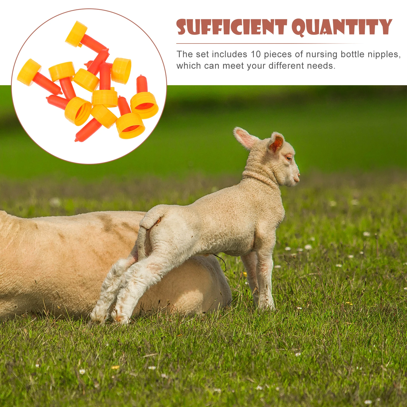

10Pcs Silicone Sheep Nipples Animal Nursing Bottle Antibiting Smooth Surface Convenient Feeding for Lamb Calf Young Livestock