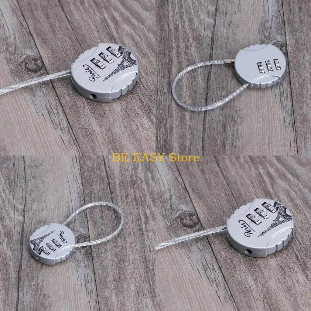 

E28F 3-digit Travel Combination Lock Mini Padlock Backpack Security Lock Resettable Luggage Locks Weather-proof