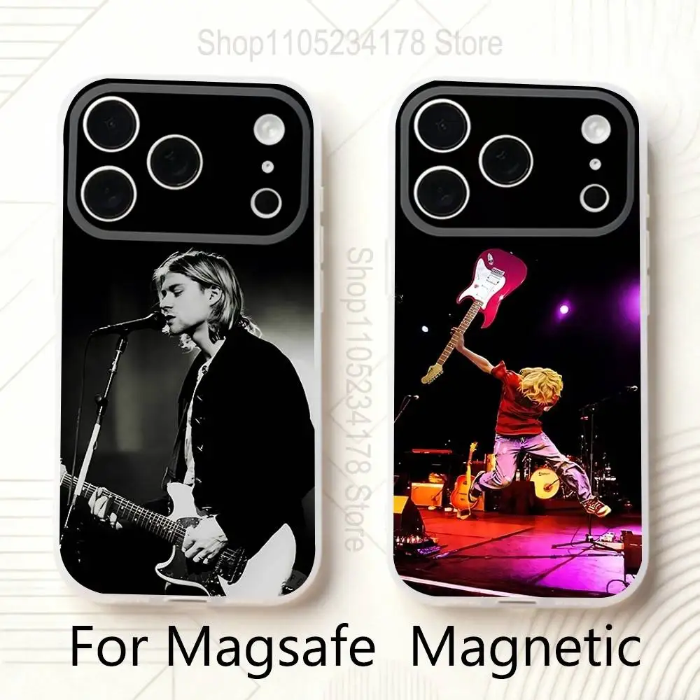 

K-Kurt Singer C-Cobain Phone Case For iPhone 14,16,12,17,13,15,11 Max,Pro,Mini,Plus,Air,E Magnetic Frosted Transparent