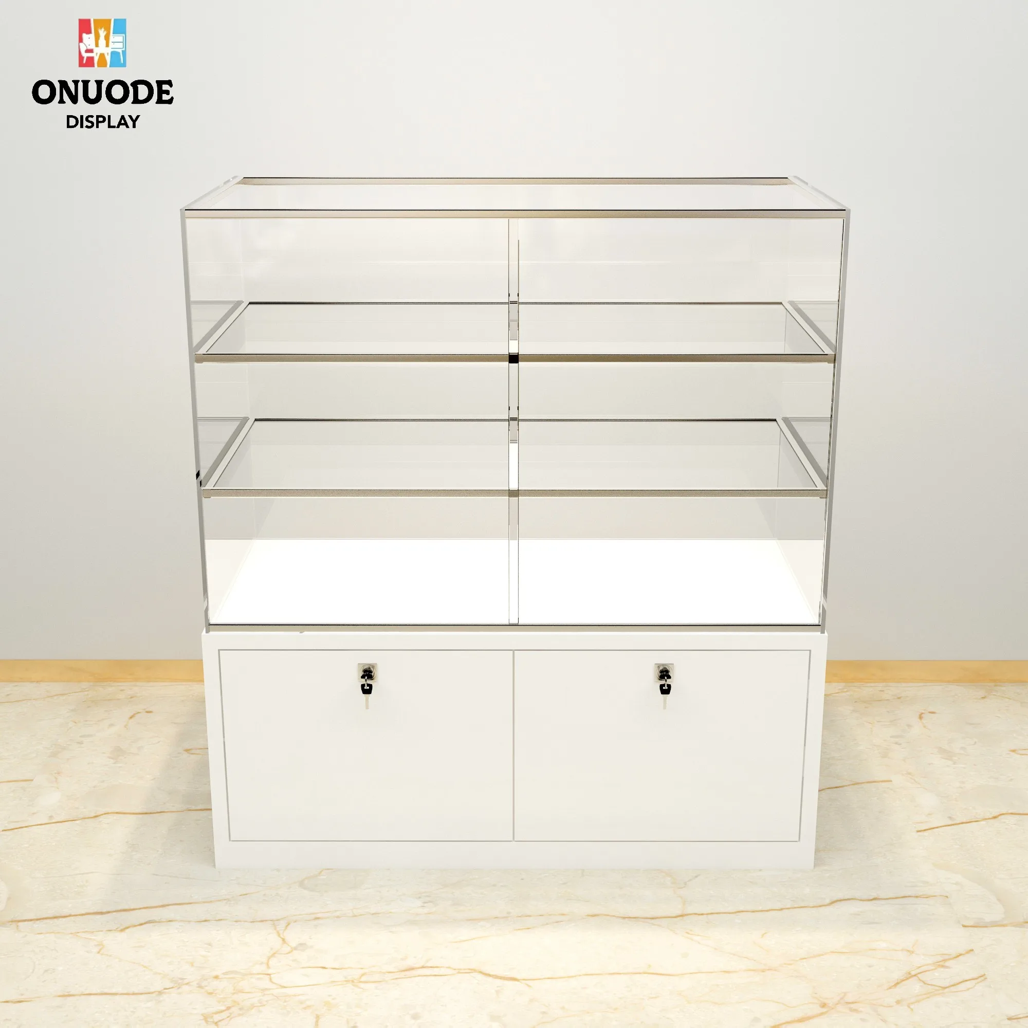 Lemari Rokok Kaca Pabrik yang Dapat Disesuaikan dengan Lampu LED, Etalase Toko Tembakau untuk Pajangan Toko Tembakau