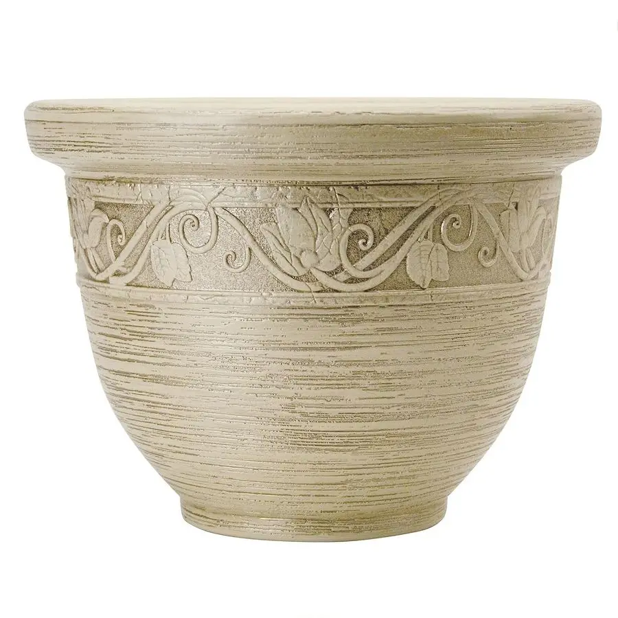 

Декоративное круглое кашпо 16 дюймов из легкого высококачественного полимера с эффектом керамики для использования в помещении и на улице, серия Ch