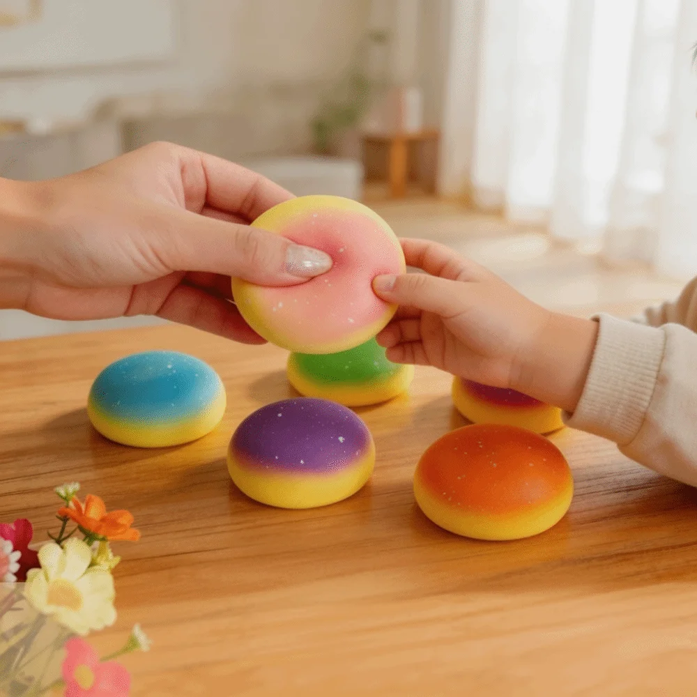 Simulation Bread Model Rainbow Bread Daifuku Squeeze Toy Slow Rebound Soft Squeezable Stress Relief Toy Cute Shaped