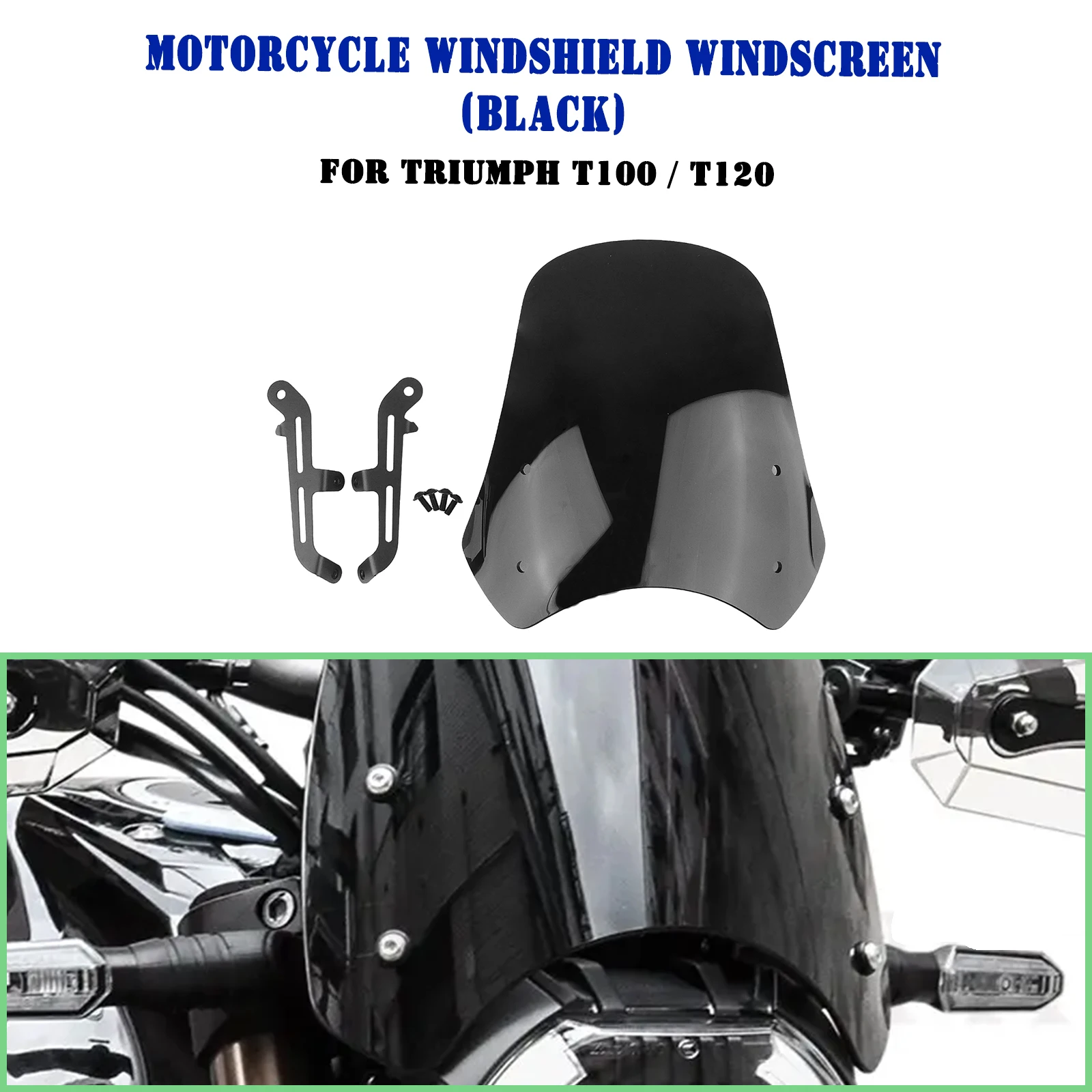 

Motorcycle Windshield Windscreen Wind Deflector For Triumph T100 T120