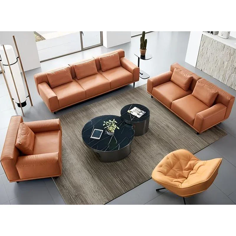 Commercial Modern Executive Office Furniture Set Negotiation Lounge Area Office Sofa Deluxe Lounge Modular Leather Sofa Set