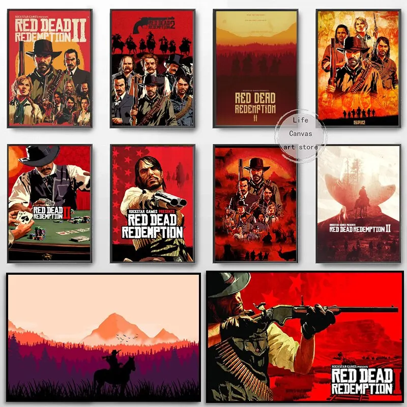 Red Dead Redemption  Art Poster  Cowboy Canvas Wall Decor for Gaming Fans Home Decoration