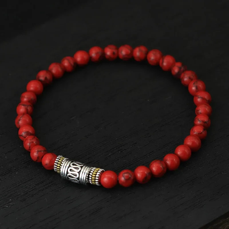 2026 Autumn Winter 6mm Natural Stone Bracelet Unisex Sanskrit Yoga Meditation Beaded Braclet Lucky Red Braslet