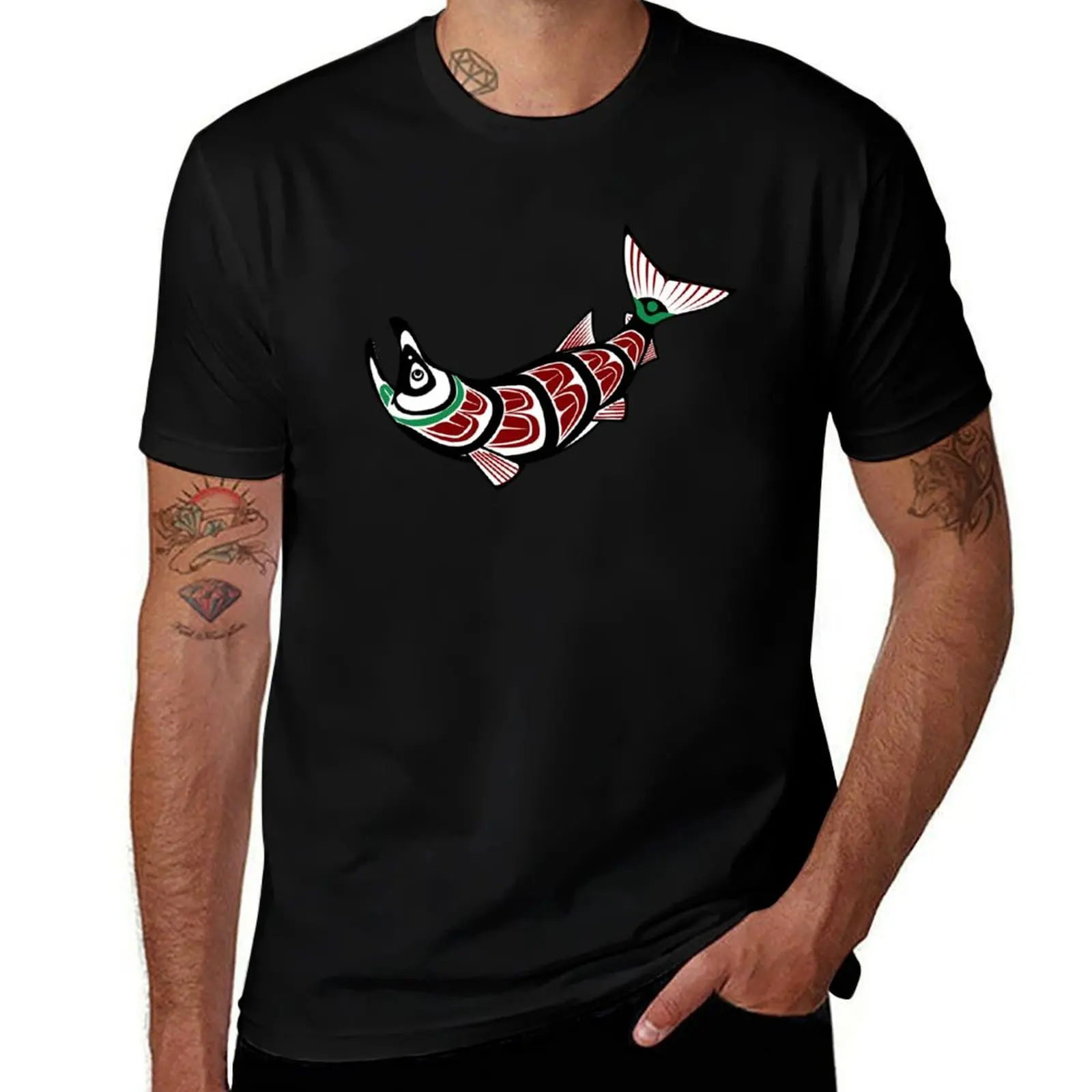 

Haida Salmon T-Shirt funny t shirts man men t shirt cotton 100% T-Shirt