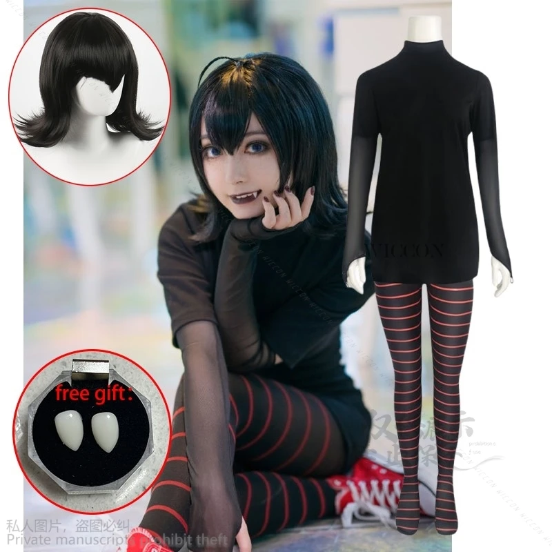 Anime Movie Mavis Dracula Cosplay Costume Transformania Suit Uniform Stocking Halloween Carnival Suit For Women Vampire Dentures