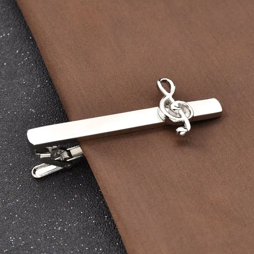 Fashion Musical Note Necktie Clips Silver Color Men Jewelry for Shirt Clasp Tie Pin Necktie Pin