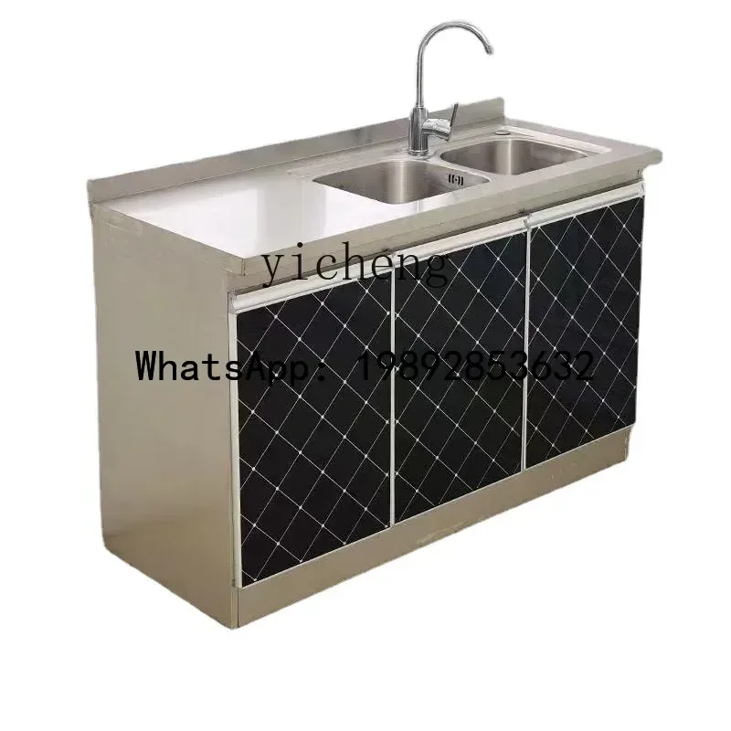 I24 Simple Cabinet Integrated Stainless Steel Household Kitchen Sink Stove Storage Cabinet
