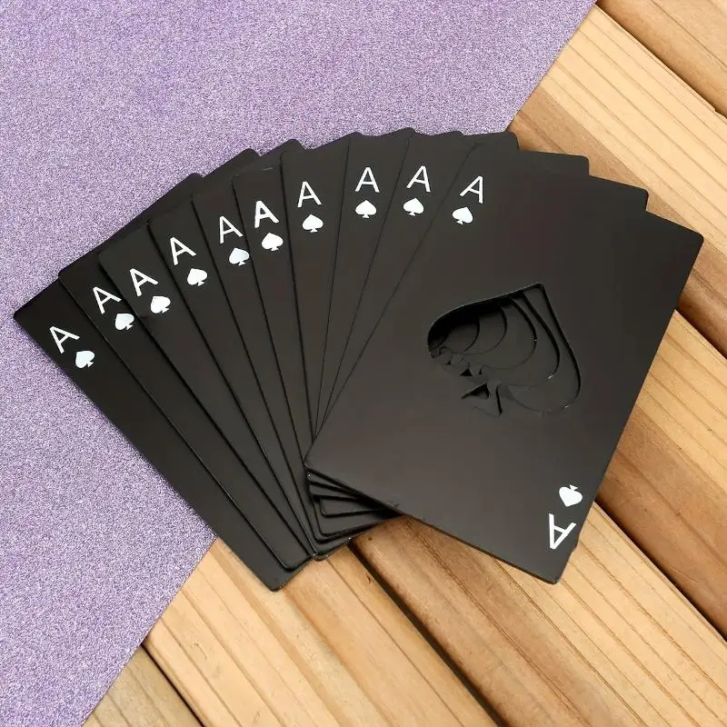 مجموعة فتاحة زجاجات من الفولاذ المقاوم للصدأ على شكل بطاقة البوكر الإبداعية، 4 قطع من فتاحات البيرة بتصميم بطاقة الائتمان، مجموعة أدوات الاستخدام المنزلي