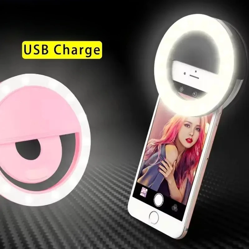

Портативная круглая селфи-лампа с USB-зарядкой, 3 уровня регулировки цветовой температуры, для прямых трансляций и видеоблогов