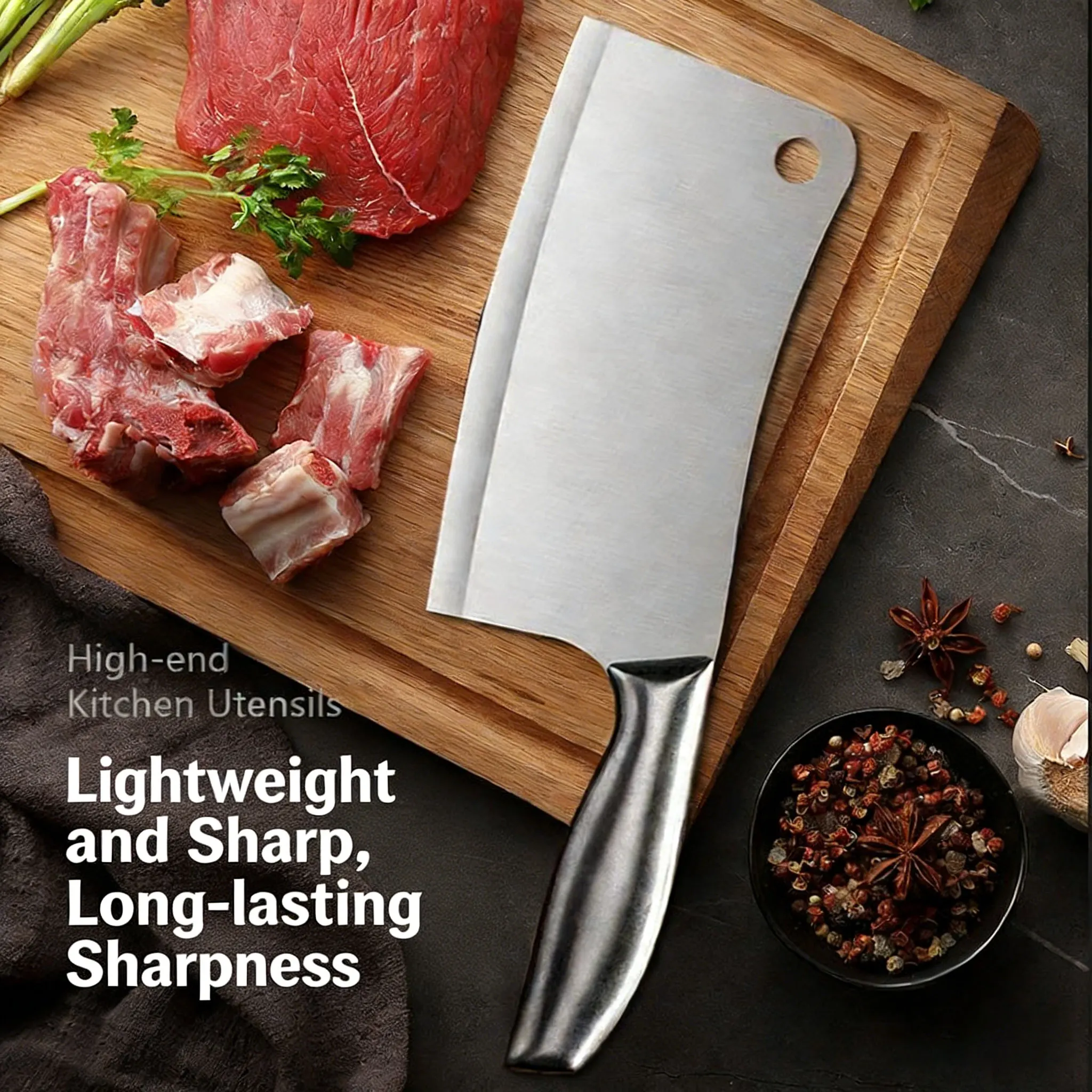 New 5-Piece Forged Stainless Steel Knife Set -Professional Chef Knife & Heavy Duty Bone Cutter for Home Kitchen & Restaurant Use