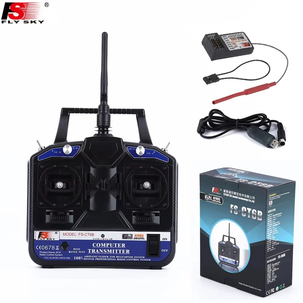 

Flysky FS-CT6B 2.4G 6-Channel AFHDS Transmitter with FS-R6B Receiver for RC Drone Airplane Quadcopter Multirotor Model