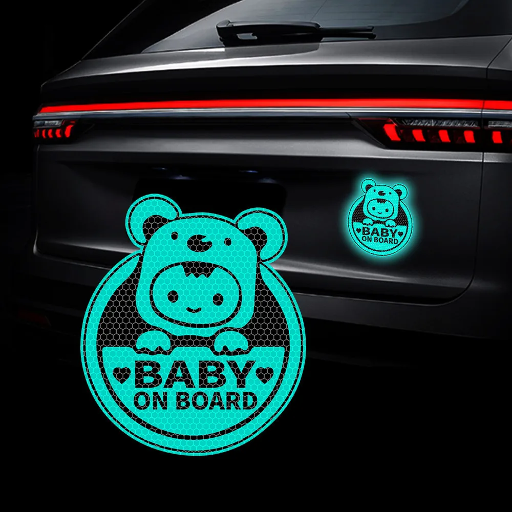 Baby On Board Car Bumper Reflective Safety Strip Stickers Auto Reflective Sticker Decoration Night Driving Warning Safety Tape