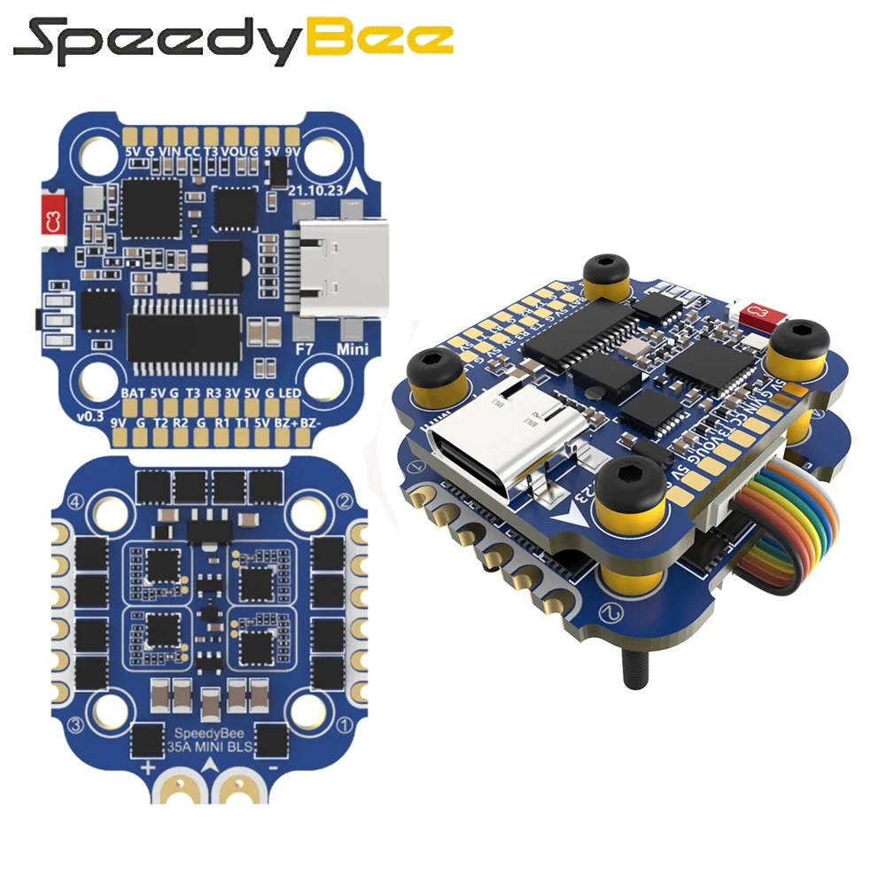 

Скоростной пчелиный F7 Mini 3-6S STM32F722 Полетный контроллер и 35A BLHeli_S Mini 4-в-1 DSHOT300/600 ESC для FPV гоночного дрона