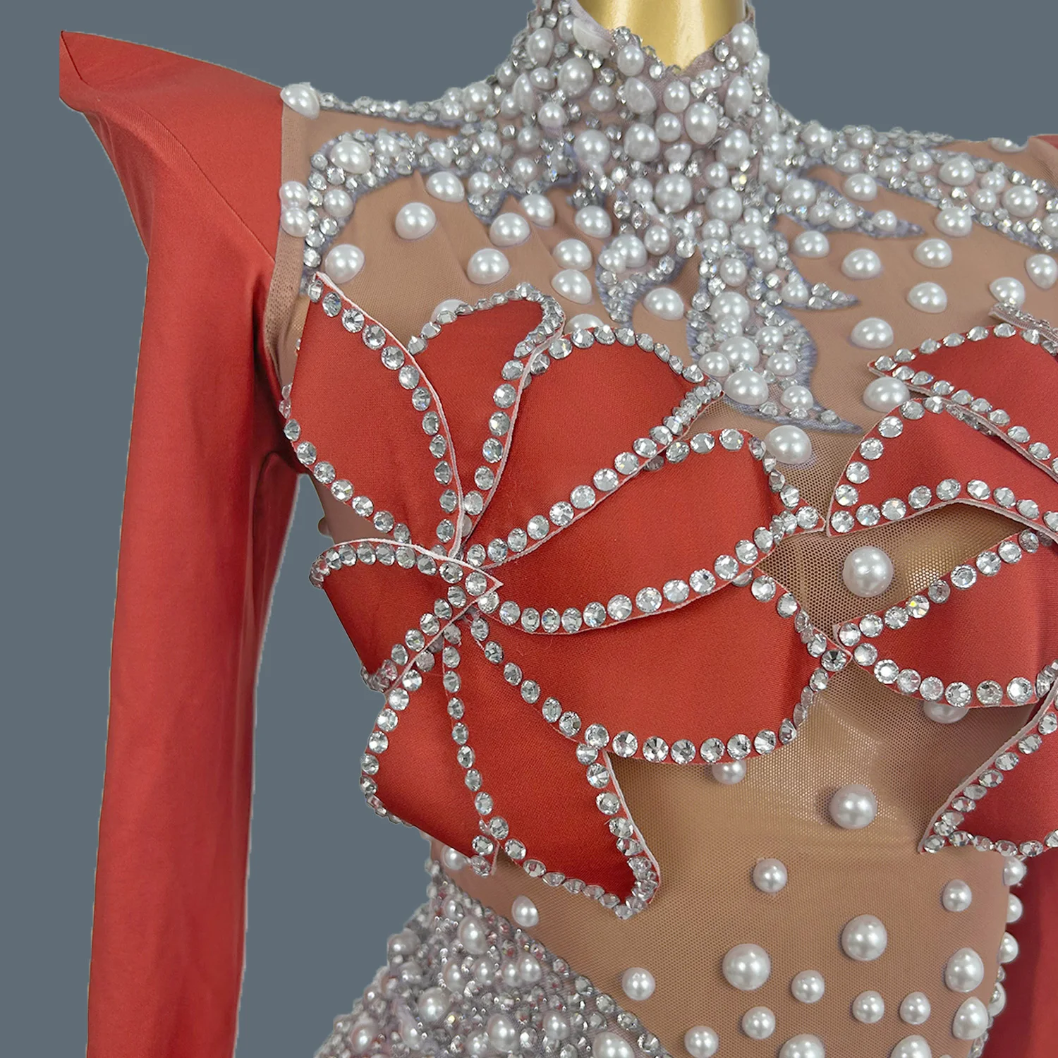 

Sparkly Evening Gown Pearls Crystals Mesh Floor-length Dress Luxury Maxi Dress Women Elegant Birthday Photo Shoot Wear jinghua