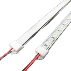 10 szt. 50cm Ultra cienka wąska wąska 7mm 12v 24v szafka LED sztywna listwa 2835 U sztywna rura o wysokiej jasności gablota półka