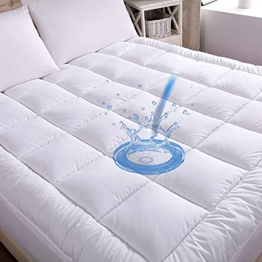 

Waterproof Mattress Pad Size Cotton Top Down Alternative Filling Pillowtop Mattress Topper Cover-Fitted Quilted Waterproof