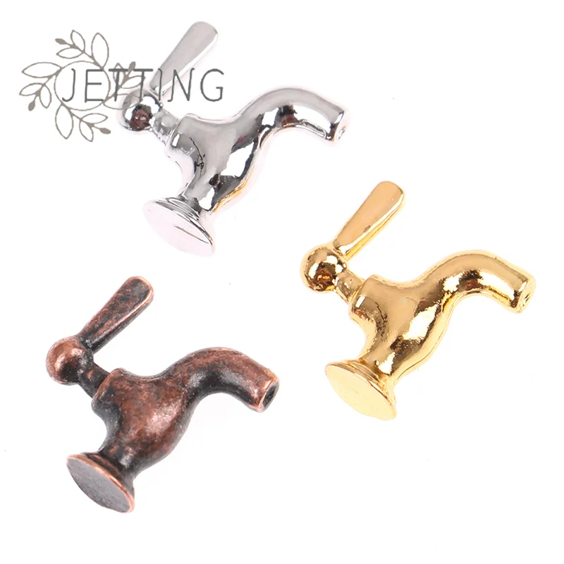 Hot 4pcs/set 1:12 Dollhouse Miniature Metal Water Tap Faucet Bathroom Accessories