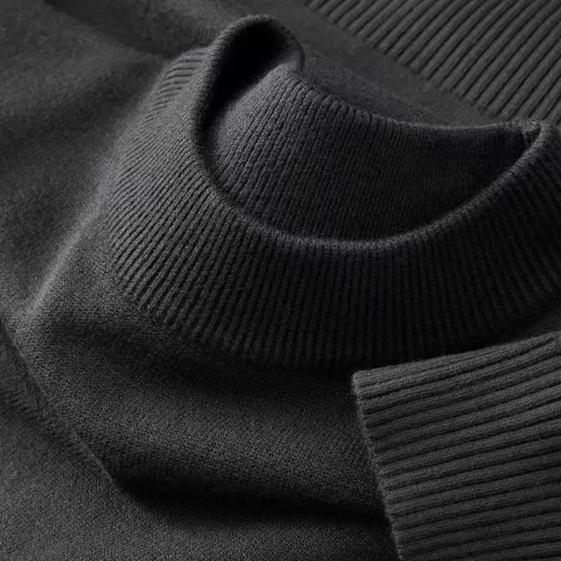 

New Men's Casual Mock Turtleneck Sweater Long Sleeved Warm Pullover Basic Lightweight Street Clothing Knitted Jacket Top