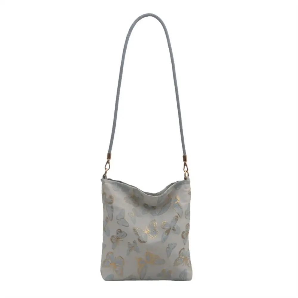 

Bamboo Leaf Butterfly Shoulder Bag Lightweight Large Capacity Crossbody Bag Solid Color Tote Bag Chinese Style Handbag Travel