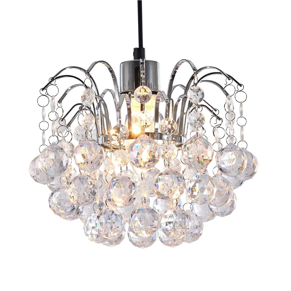 Crystal Faceted Oriel Light Shade Crystal Chandelier | Pendant Ceiling Light Shade Chrome Finish for Living Room Bedroom Kitchen