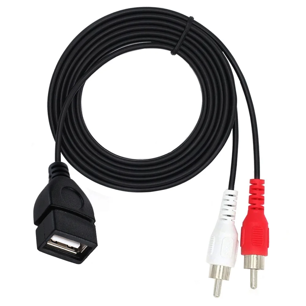 New Arrival 1.5 m/5 ft USB A female socket to 2RCA male plug audio video extension cable audio adapter audio