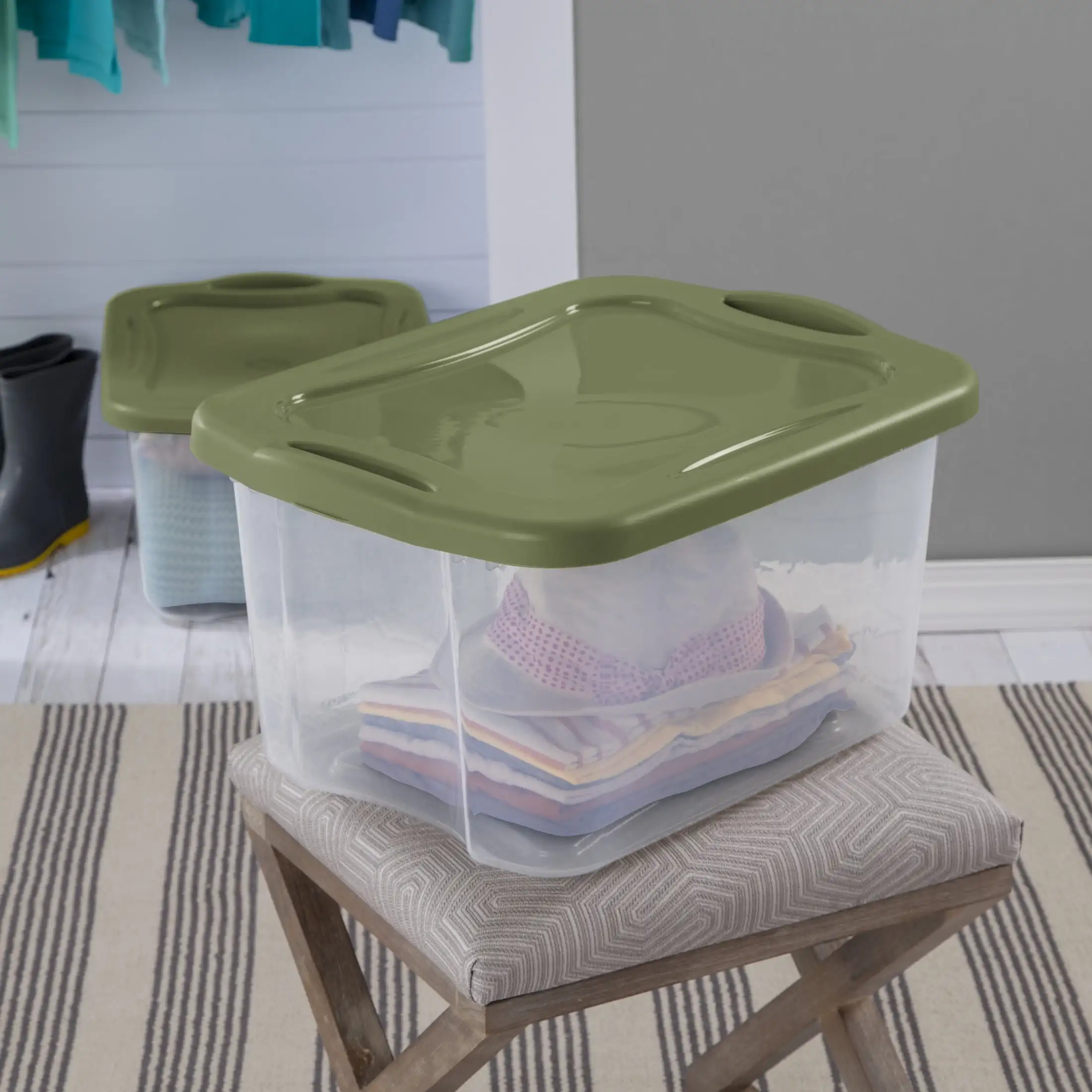 EZ Carry van 40 liter, kunststof opbergbak, handgrepen met volledige handgreep, groen