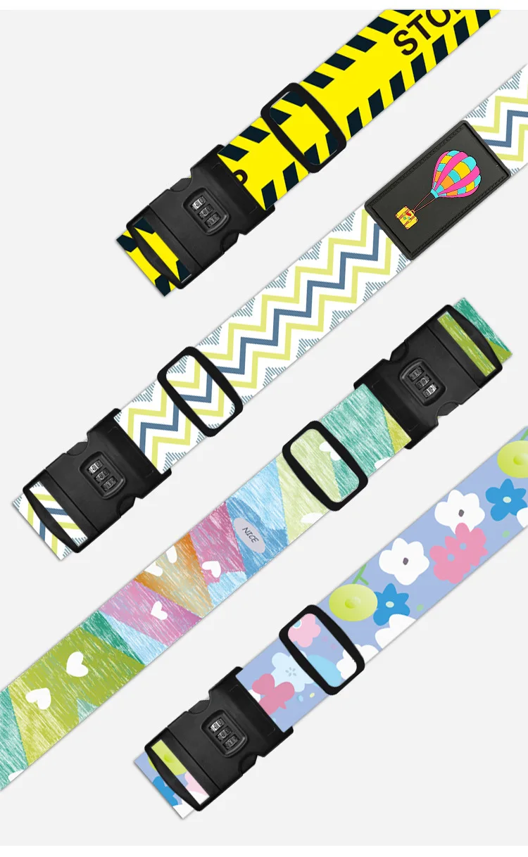 

Ремень для чемодана с регулируемой пряжкой и мультяшным рисунком, сверхпрочный дорожный ремень для багажа с паролем, безопасный 200x5 см