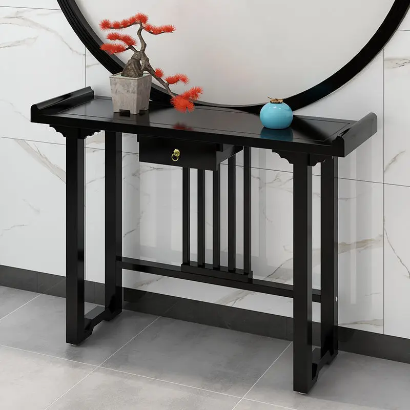 New Chinese-style solid wood entrance table against the wall entrance table strip case ornament simple