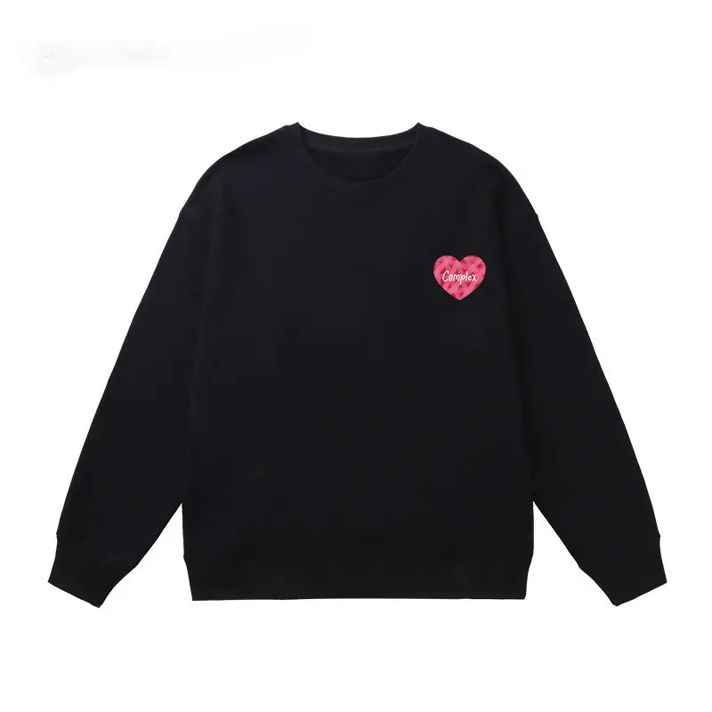 Sudadera sin capucha bordada, ropa de otoño, algodón, sensación de amor, pareja suelta, cuello redondo, manga larga, Top de cintura alta