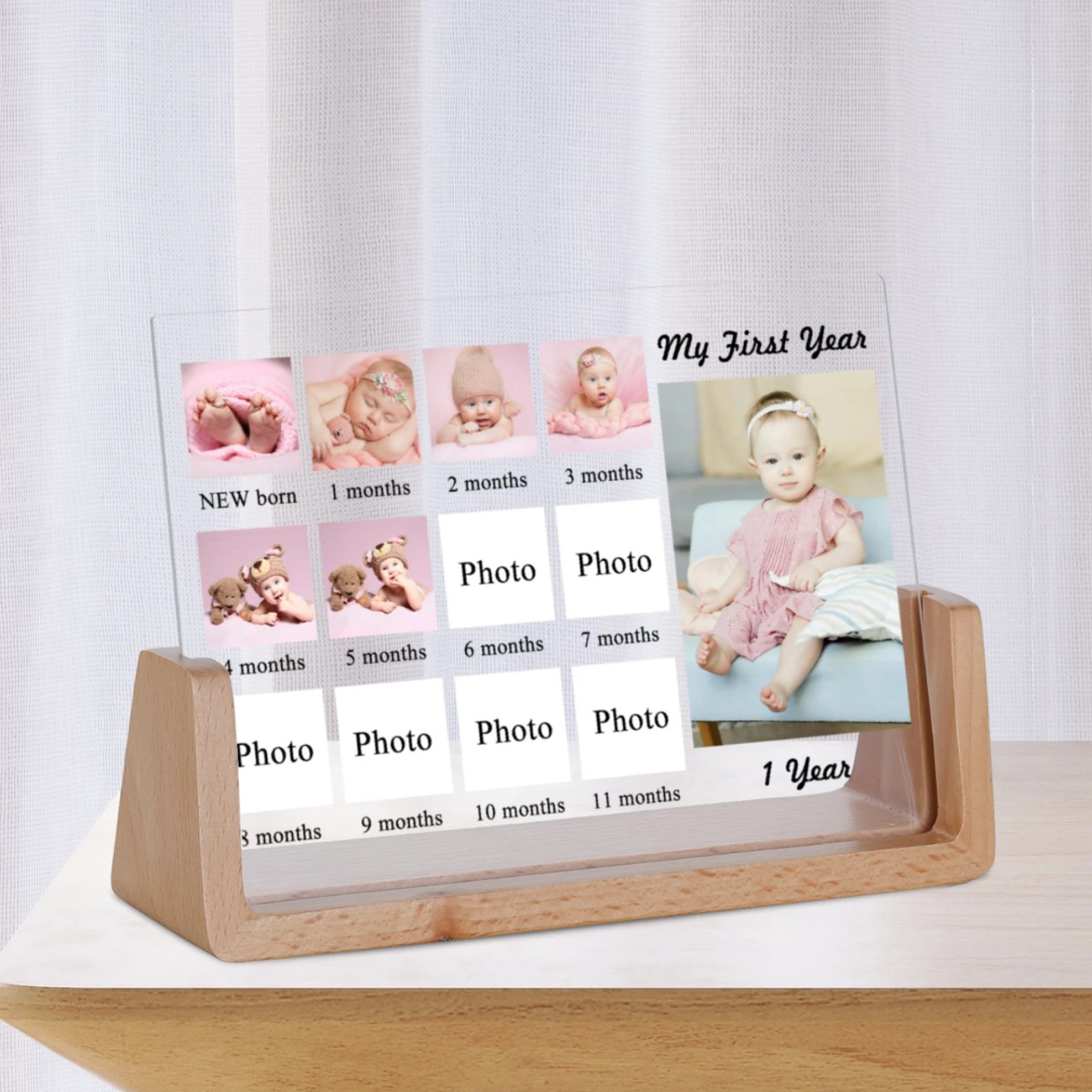 12-Month Newborn Growth Record Picture Frame Baby Milestone Photo Frame for Your Little One\'s 1st Birthday Christmas Gift Ideas