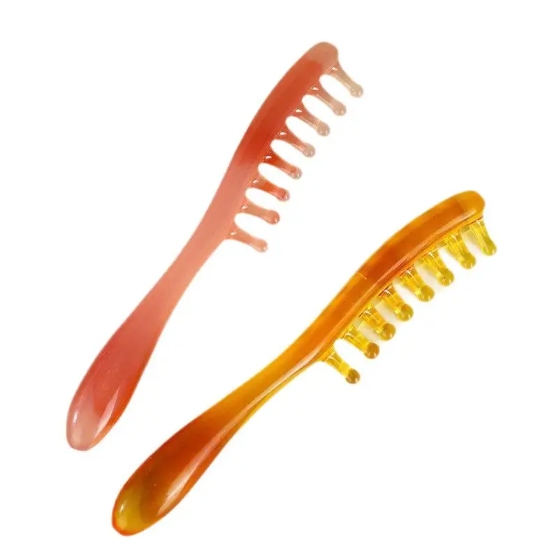 Harzkamm für Kopfmassage mit glatten, abgerundeten Zähnen, bequemem Griff für Haarpflege, Entspannung und Linderung von Kopfspannungen. – Detail 5