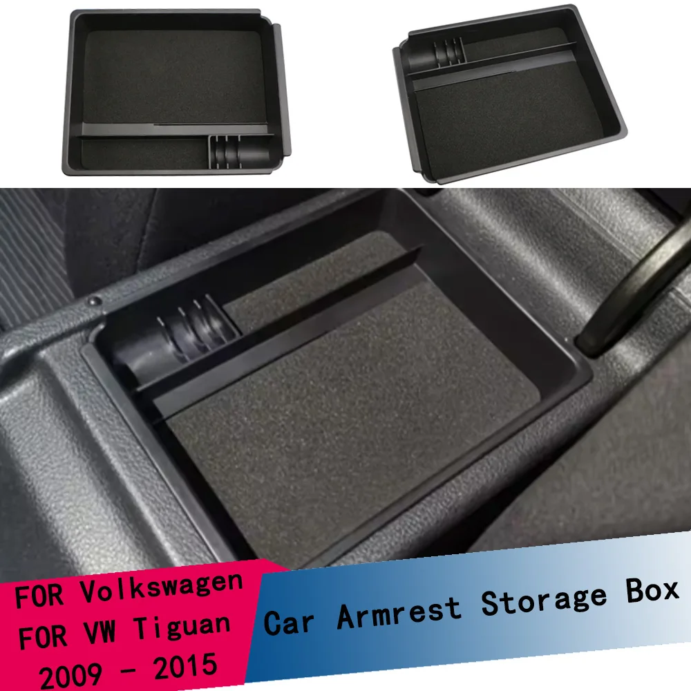 Caixa de Armazenamento para Apoio de Braço em ABS para Volkswagen VW Tiguan 2009 - 2015, Organizador de Console Central, Acessórios Internos