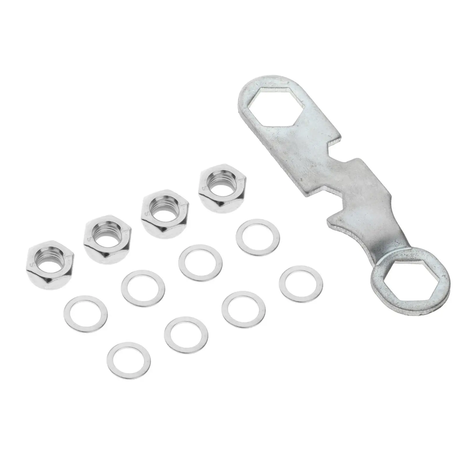 2-4pack Skateboard Truck Rebuild Kit Washers M8 Nuts and Wrench Tool Silver