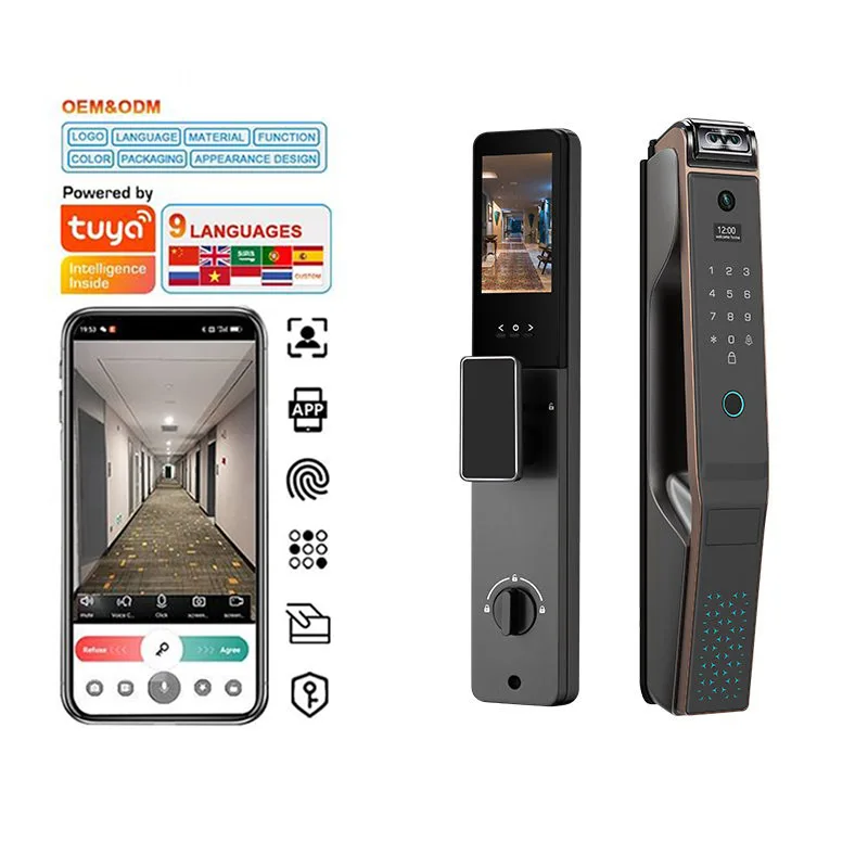 Taichen 3D Face ID Smart Door  Palm Vein Scanning WiFi Camera Cerradura Inteligente for Front Sliding Door Security