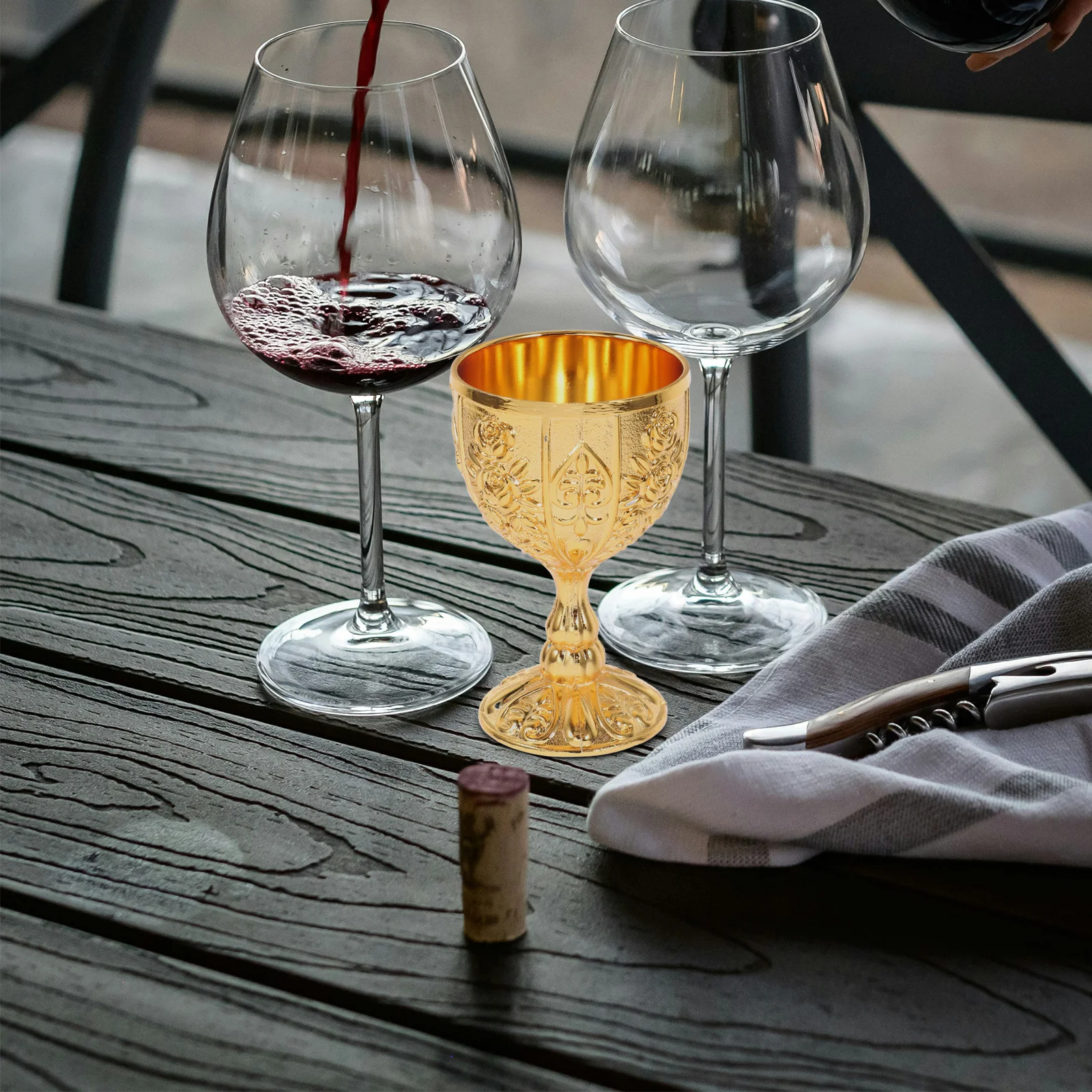 الرجعية كأس للنبيذ خمر كأس الكأس الذهبي كوب ماء مقدس القرون الوسطى التنين ديكور سبائك الزنك النحاس معدن تتحطم مقاومة #5