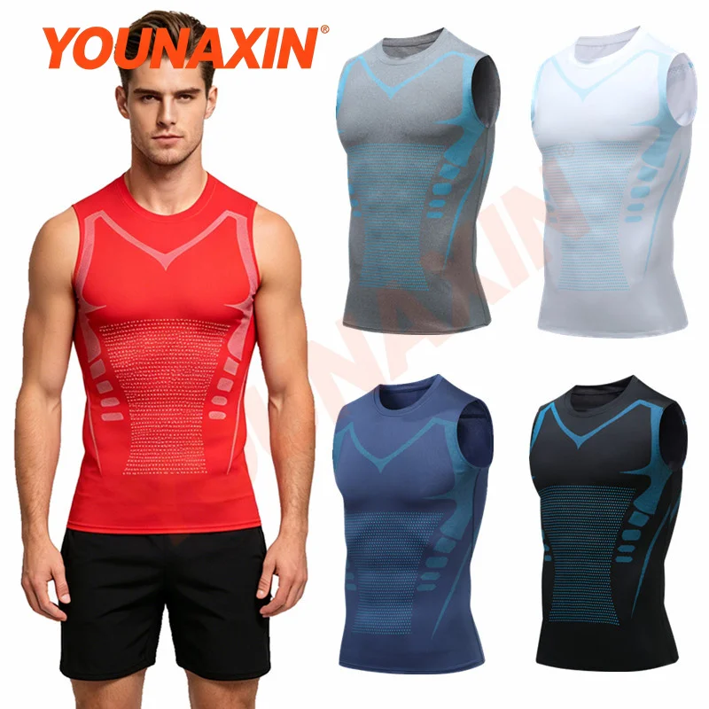 Men's Sleeveless T-Shirts Vest Basketball Sports Tight Gym Fitness Running Top Gym Yoga Outdoor Tank Big Size S-7XL YOUNAXIN
