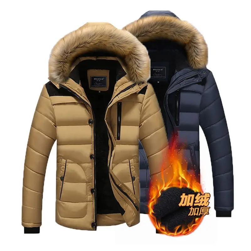

Thick Warm Parka Hiking Camping Trekking Skiing Men Fleece Fur Hooded Military Jacket Outdoor Sport Coat Men Warm Winter Jacket