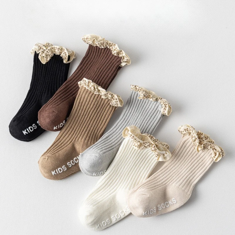 

Ruffles Edge Baby Socks Newborn Baby Girls Long Socks Infant Toddler Children Kids Non-slip Floor Socks Baby Stuff Accessories